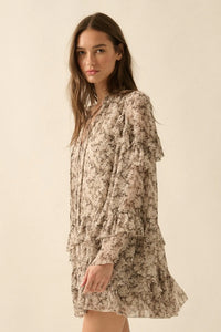Beautiful Embrace Floral Chiffon Ruffle Mini Dress - ShopPromesa