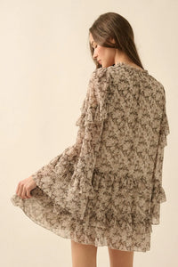 Beautiful Embrace Floral Chiffon Ruffle Mini Dress - ShopPromesa