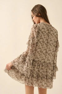 Beautiful Embrace Floral Chiffon Ruffle Mini Dress - ShopPromesa