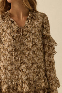 Beautiful Embrace Floral Chiffon Ruffle Mini Dress - ShopPromesa