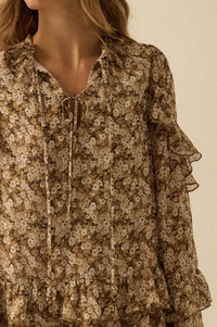 Beautiful Embrace Floral Chiffon Ruffle Mini Dress - ShopPromesa