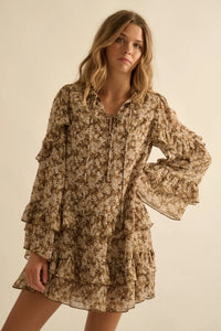 Beautiful Embrace Floral Chiffon Ruffle Mini Dress - ShopPromesa