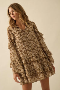 Beautiful Embrace Floral Chiffon Ruffle Mini Dress - ShopPromesa