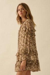 Beautiful Embrace Floral Chiffon Ruffle Mini Dress - ShopPromesa