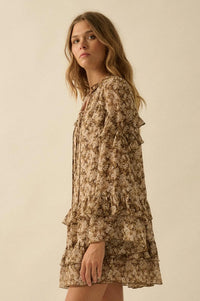 Beautiful Embrace Floral Chiffon Ruffle Mini Dress - ShopPromesa