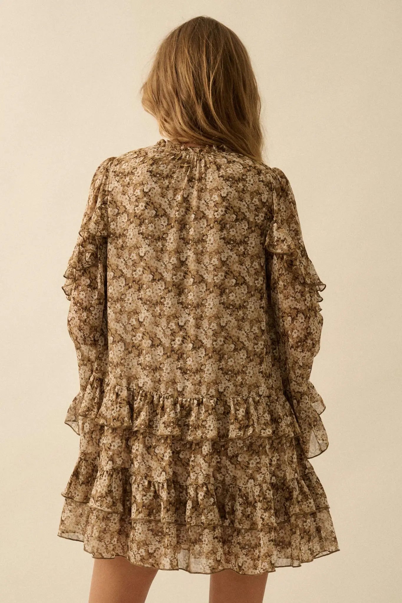 Beautiful Embrace Floral Chiffon Ruffle Mini Dress - ShopPromesa