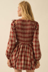 Together Again Plaid Detachable-Sleeve Mini Dress - ShopPromesa