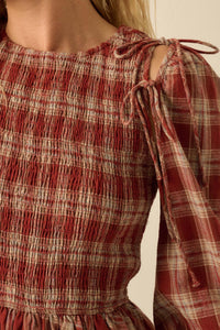 Together Again Plaid Detachable-Sleeve Mini Dress - ShopPromesa