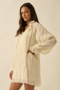 Gentle Whisper Raw-Edge Chiffon Ruffled Mini Dress - ShopPromesa