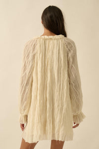 Gentle Whisper Raw-Edge Chiffon Ruffled Mini Dress - ShopPromesa