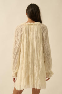 Gentle Whisper Raw-Edge Chiffon Ruffled Mini Dress - ShopPromesa