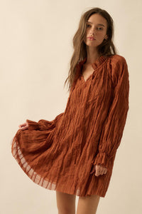 Gentle Whisper Raw-Edge Chiffon Ruffled Mini Dress - ShopPromesa