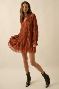 Gentle Whisper Raw-Edge Chiffon Ruffled Mini Dress - ShopPromesa
