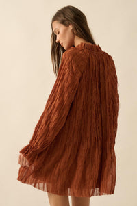 Gentle Whisper Raw-Edge Chiffon Ruffled Mini Dress - ShopPromesa