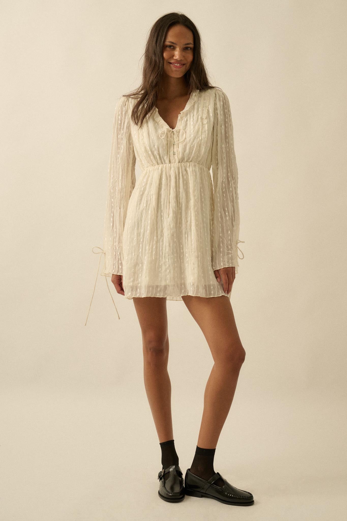 Angelic Beauty Embroidered Chiffon Mini Dress - ShopPromesa