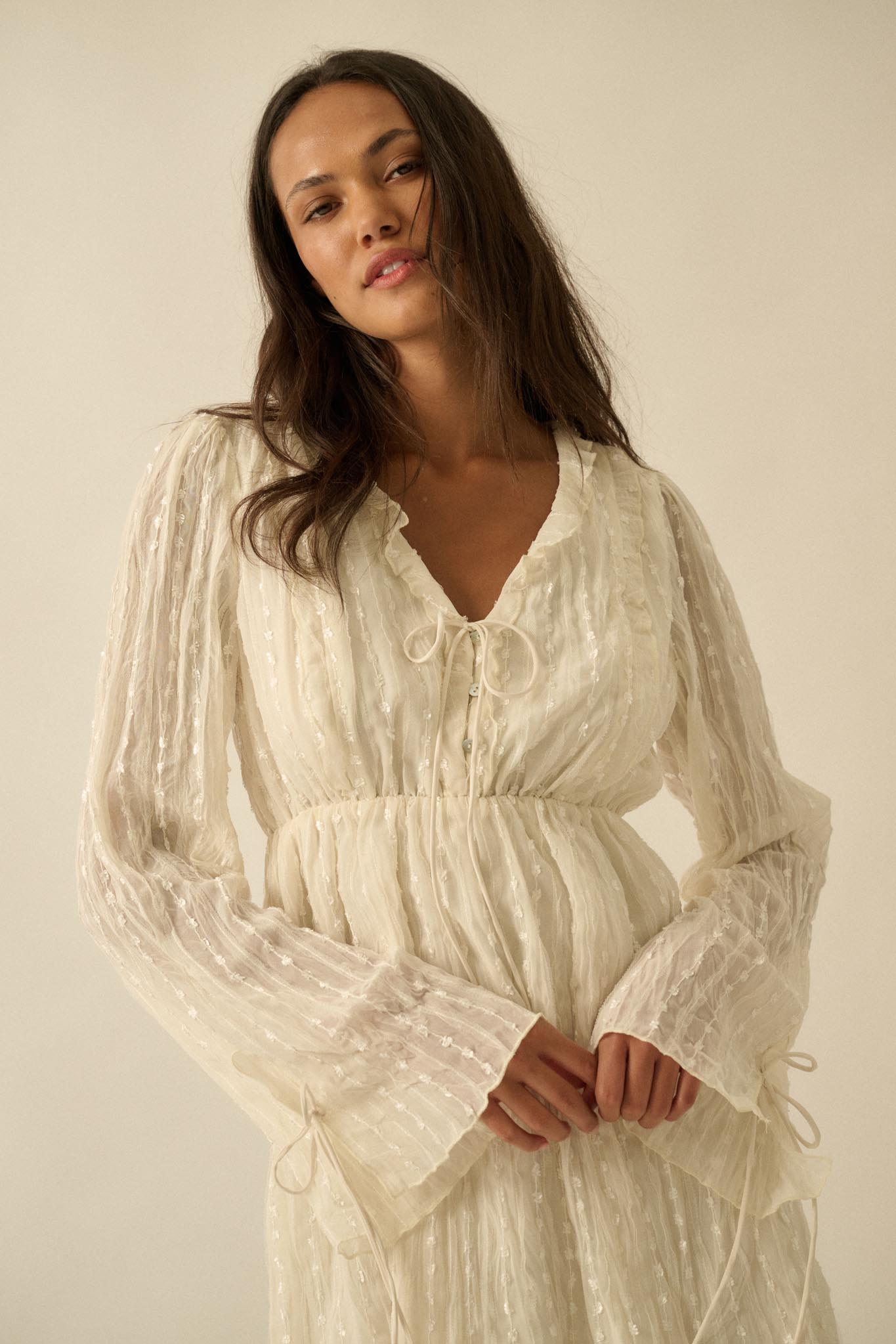 cream chiffon mini dress Chiffon Mini Dress-Ivory// PETITE M