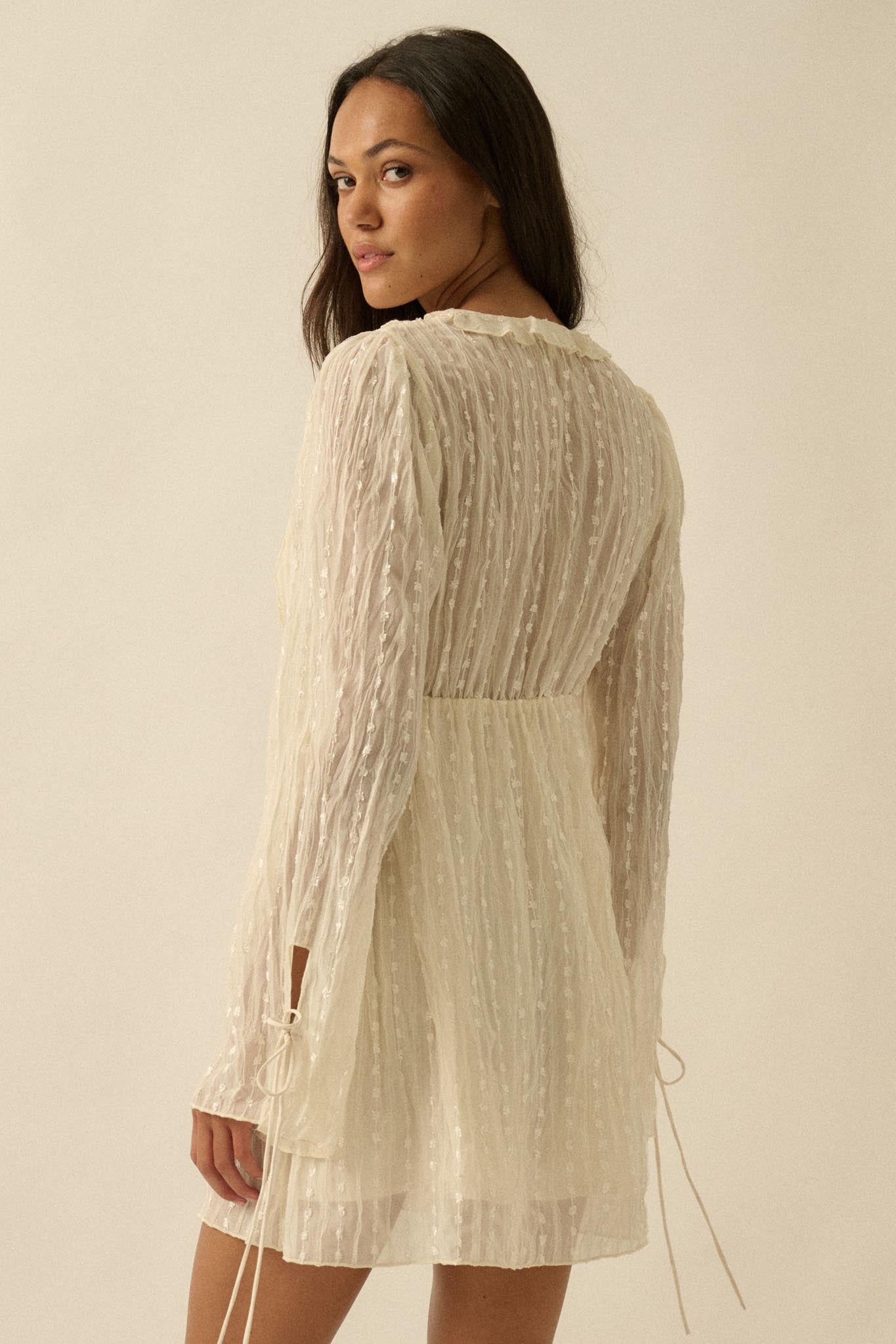 Angelic Beauty Embroidered Chiffon Mini Dress Chocolate / S Angelic Beauty Embroidered Chiffon Mini Dress Chocolate / S
