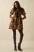 Sunset Harvest Floral Tapestry Babydoll Mini Dress - ShopPromesa
