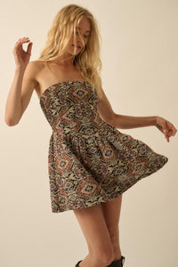 Whole New World Tapestry Strapless Mini Dress - ShopPromesa