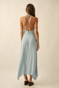 Kiss the Sky Denim Halter Handkerchief Maxi Dress - ShopPromesa