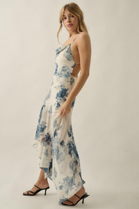 Elegant Beauty Floral Chiffon Open-Back Maxi Dress - ShopPromesa