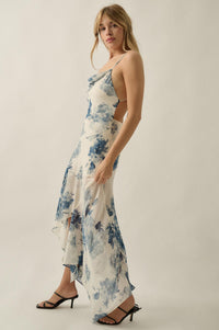 Elegant Beauty Floral Chiffon Open-Back Maxi Dress - ShopPromesa