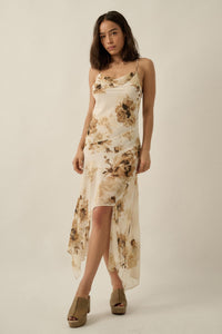 Elegant Beauty Floral Chiffon Open-Back Maxi Dress - ShopPromesa