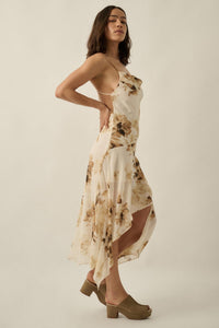 Elegant Beauty Floral Chiffon Open-Back Maxi Dress - ShopPromesa