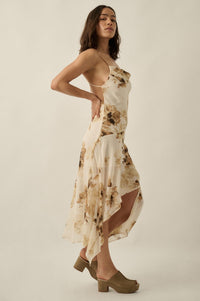 Elegant Beauty Floral Chiffon Open-Back Maxi Dress - ShopPromesa