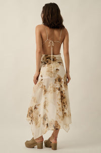 Elegant Beauty Floral Chiffon Open-Back Maxi Dress - ShopPromesa