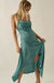Silky Sashay Textured Satin Asymmetrical Midi Dress - ShopPromesa