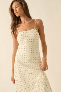 Dot to Dot Polka Dot-Print Satin Midi Slip Dress - ShopPromesa