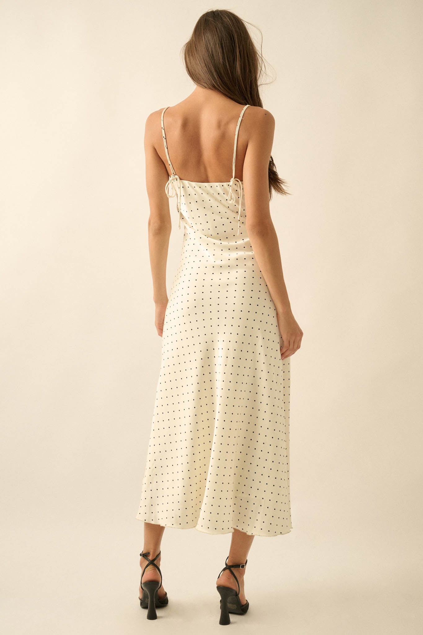 Dot to Dot Polka Dot-Print Satin Midi Slip Dress - ShopPromesa
