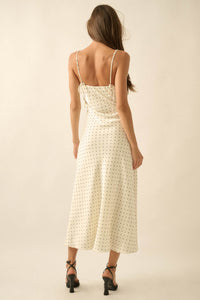 Dot to Dot Polka Dot-Print Satin Midi Slip Dress - ShopPromesa