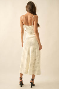 Dot to Dot Polka Dot-Print Satin Midi Slip Dress - ShopPromesa