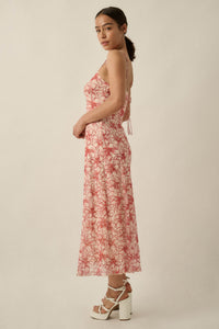 Lilies Bloom Floral Mesh Cami Midi Dress - ShopPromesa