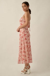 Lilies Bloom Floral Mesh Cami Midi Dress - ShopPromesa