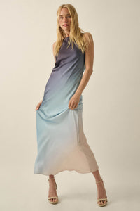 Glow Up Ombre Satin Cowl-Back Maxi Dress - ShopPromesa