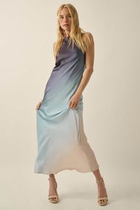 Glow Up Ombre Satin Cowl-Back Maxi Dress - ShopPromesa