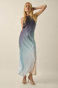 Glow Up Ombre Satin Cowl-Back Maxi Dress - ShopPromesa