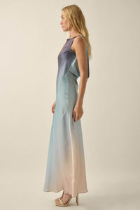 Glow Up Ombre Satin Cowl-Back Maxi Dress - ShopPromesa