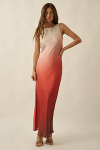 Glow Up Ombre Satin Cowl-Back Maxi Dress - ShopPromesa