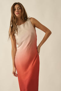 Glow Up Ombre Satin Cowl-Back Maxi Dress - ShopPromesa