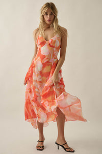 Blooming Isle Floral Chiffon Cross-Back Maxi Dress - ShopPromesa