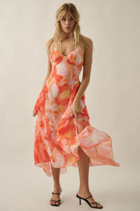 Blooming Isle Floral Chiffon Cross-Back Maxi Dress - ShopPromesa