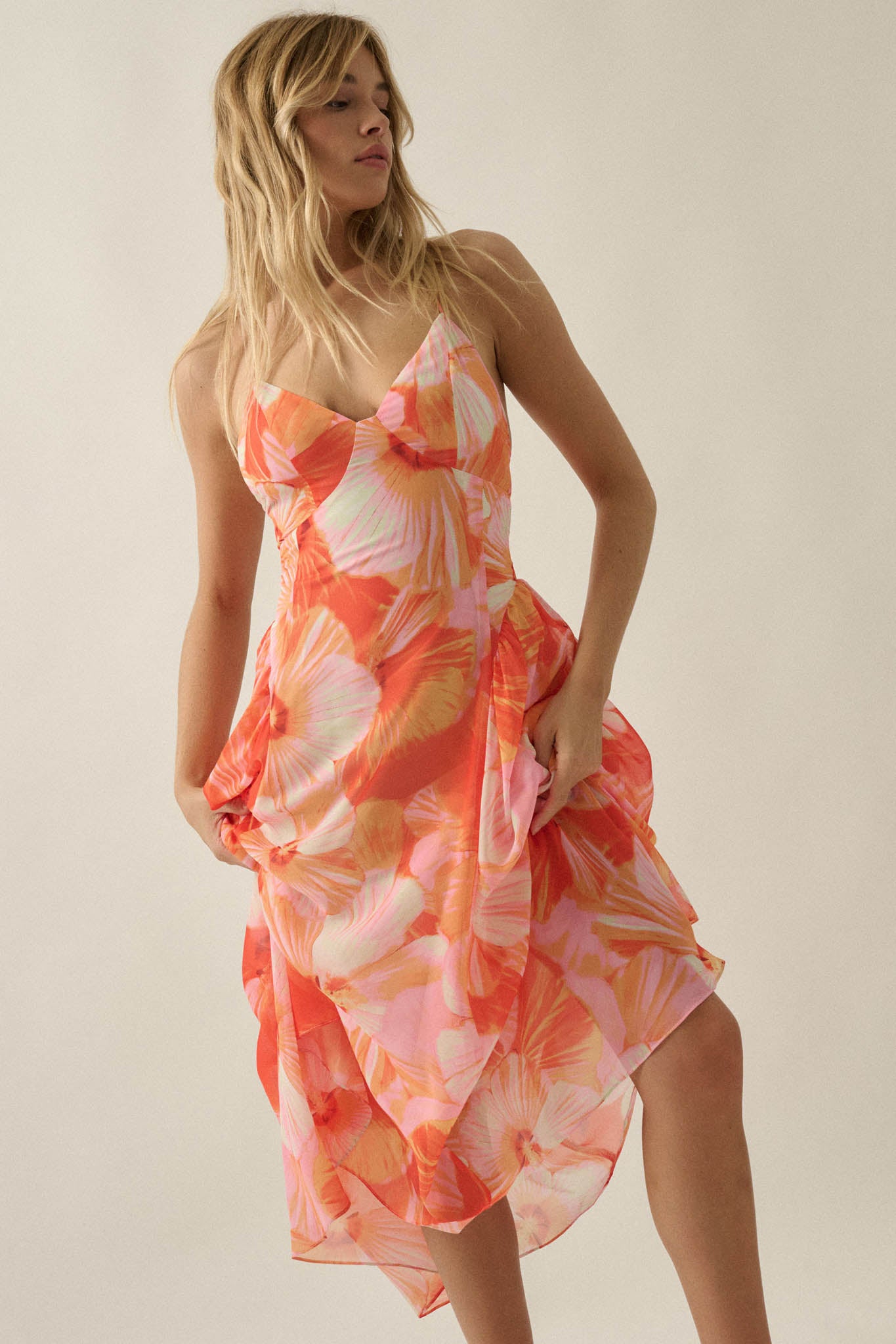 Blooming Isle Floral Chiffon Cross-Back Maxi Dress - ShopPromesa