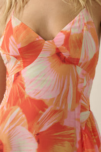 Blooming Isle Floral Chiffon Cross-Back Maxi Dress - ShopPromesa