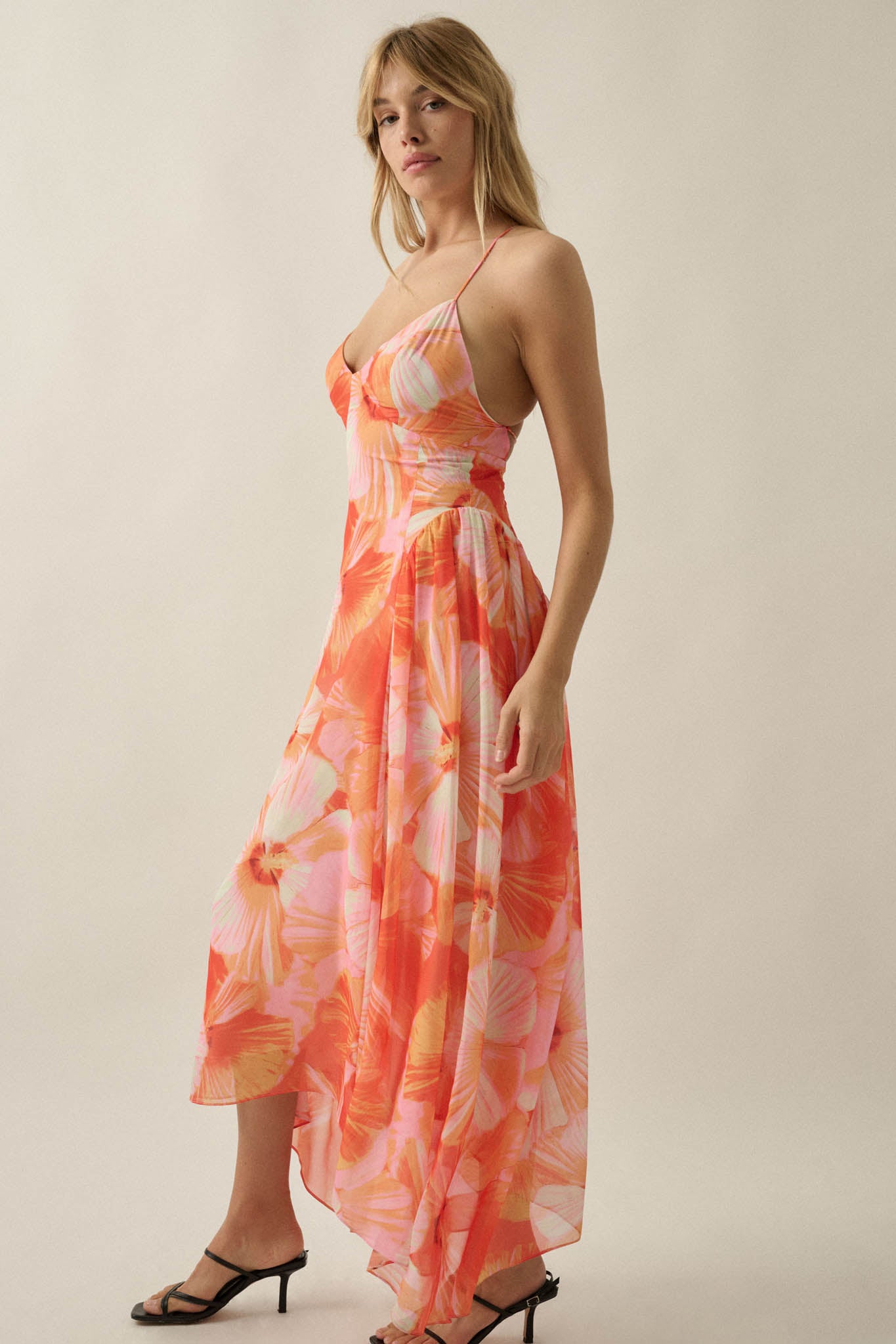 Blooming Isle Floral Chiffon Cross-Back Maxi Dress - ShopPromesa