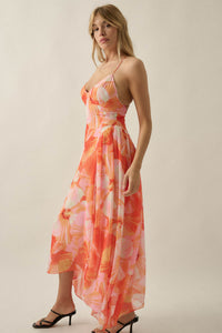 Blooming Isle Floral Chiffon Cross-Back Maxi Dress - ShopPromesa