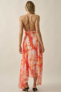 Blooming Isle Floral Chiffon Cross-Back Maxi Dress - ShopPromesa